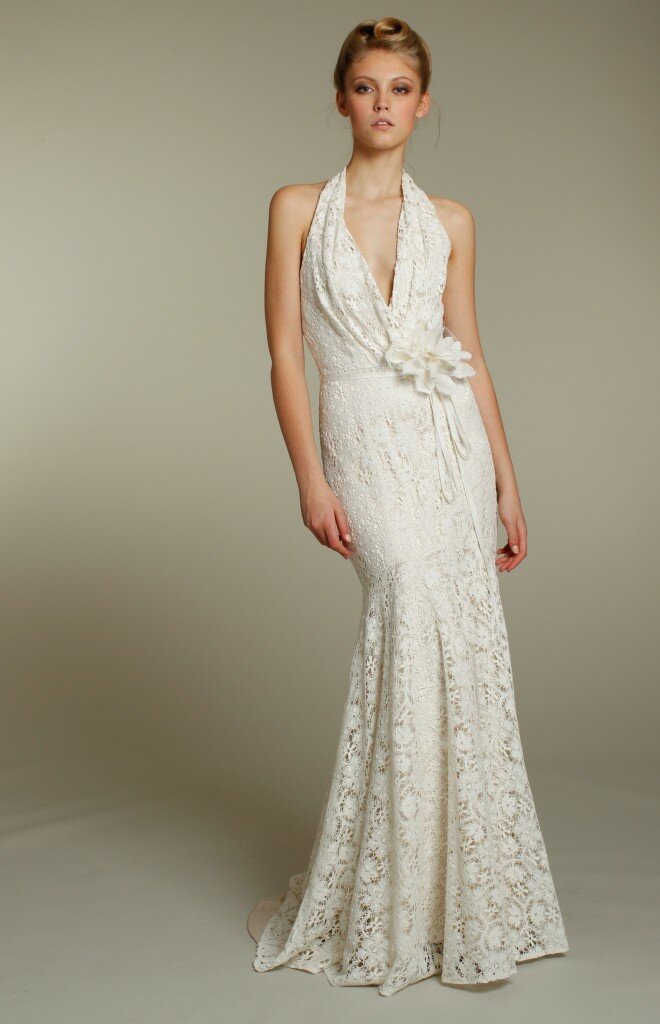 halter lace mermaid bridal gown