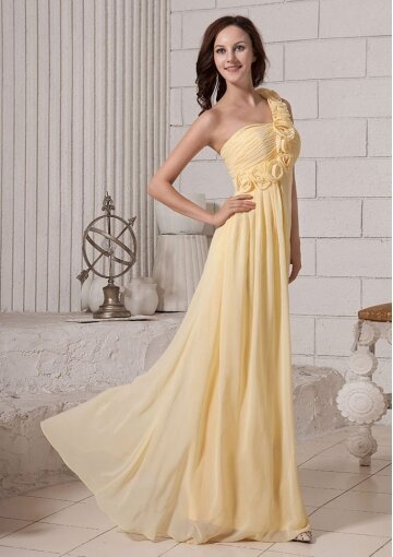 Daffodil chiffon one-shoulder dresses