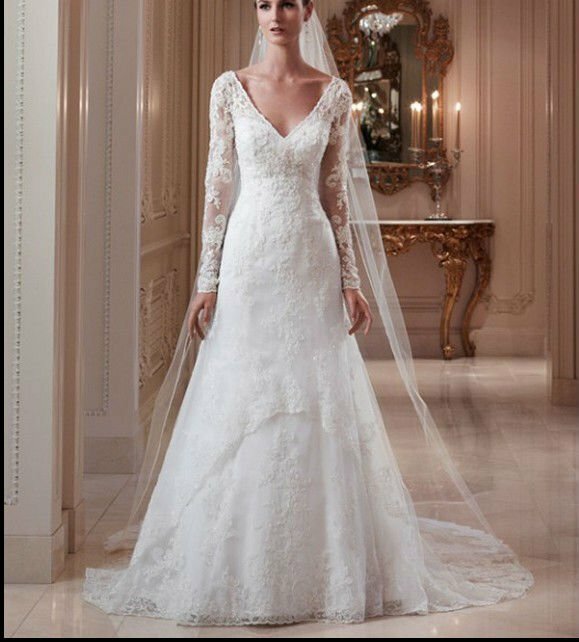 Long sleeve lace wedding gown