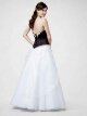 A-line Strapless Tulle Floor-length Sleeveless Rhinestone Prom Dresses