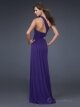 Empire One Shoulder Purple Beading Chiffon Floor-length Dress
