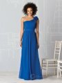 A-line One Shoulder Blue Chiffon Handmade Flower Floor-length dress