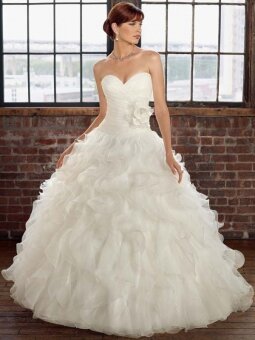 Ball Gown Sweetheart Hand-made Flower Taffeta Court Train Wedding Dress