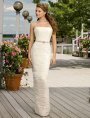 Trumpet/Mermaid Strapless Beads Button Sash Taffeta Floor-length Wedding Dress