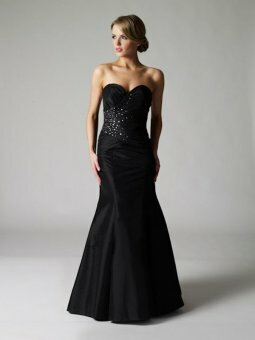 A-line Sweetheart Black Beading Taffeta Floor-length Dress