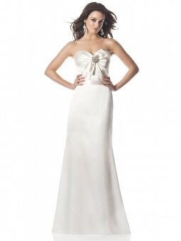 White Chiffon Floor Length Sweetheart Bow Sheath/Column Beach Wedding Dress