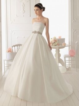 Ball Gown Strapless Satin Floor-length Ruched Wedding Dresses
