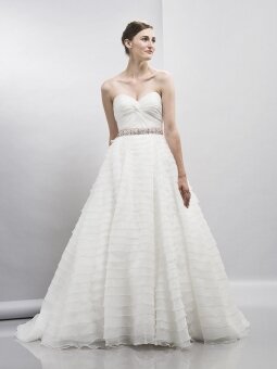 Ball Gown Sweetheart Organza Sweep Train Tiered Wedding Dresses