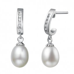 Round Pearl Modern Hoop Earrings