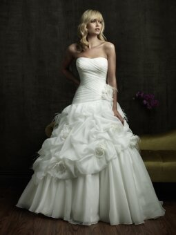 Ball Gown Sweetheart Organza Satin Court Train Pick-Ups Wedding Dresses