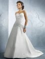 A-line Spaghetti Straps Beads Satin Chapel Train Wedding Dress