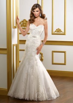 Mermaid Sweetheart Embroidery Lace Sweep Train Bridal Gown