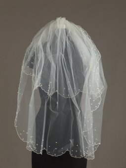 Ruffled Hem Beading Veil