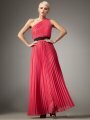 Sheath/Column One Shoulder Watermelon Ruffles Chiffon Floor-length Dress