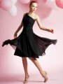 A-line One Shoulder Chiffon Knee-length Dress