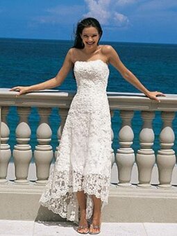 A-line Strapless Lace Satin Floor-length Wedding DressWDAL1087
