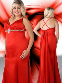 Trumpet/Mermaid Spaghetti Straps Beading Satin Red Floor-length Plus Size Dress