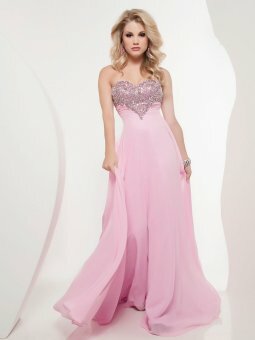 Empire Sweetheart Chiffon Floor-length Pink Beading Prom Dresses