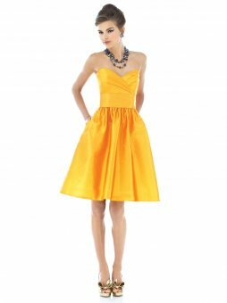 A-line Sweetheart Pleating Tea-length Orange Stain Dresses
