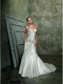 A-Line Sweetheart Ruched Satin Chapel Train Wedding Dress