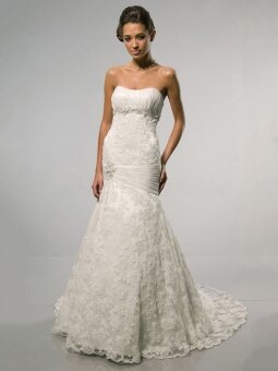 Trumpet/Mermaid Strapless White Appliques Beading Lace Floor-length Dress
