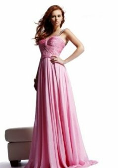 A-line Straps Pink Beading Crystal Ruched Chiffon Floor-length Dress