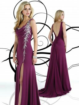 A-line Straps Grape Rhinestone Chiffon Floor-length Dress