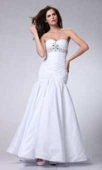 Trumpet/Mermaid Sweetheart Satin Ankle-length White Prom Dress