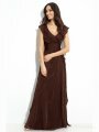 Sheath/Column V-neck Chocolate Ruffles Chiffon Floor-length Dress