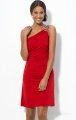 Sheath/Column One Shoulder Red Crystal Ruched Satin Short/Mini Dress