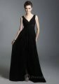 A-line V-neck Chiffon Beading Floor-length Dress