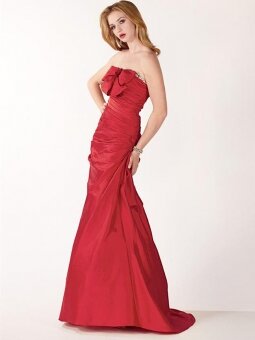 Trumpet/Mermaid Strapless Red Bowknot Taffeta Floor-length Dress