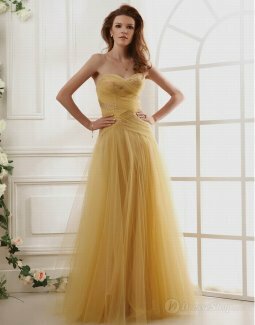 A-line Sweetheart Beading Tulle Floor-length Dress