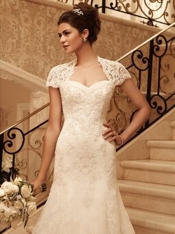 A-line Square Lace Satin Chapel Train Appliques Ivory Wedding DressesD00016230
