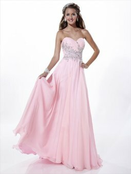 A-line Sweetheart Pearl Pink Rhinestone Chiffon Floor-length Dress