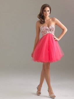 A-line Sweetheart Tulle Short/Mini Sleeveless Rhinestone Prom Dresses