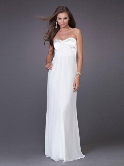 Empire Sweetheart White Chiffon Floor-length Dress