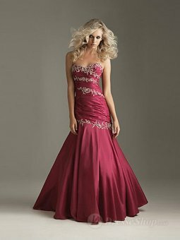 Trumpet/Mermaid Sweetheart Burgundy Beading Taffeta Floor-length Dress