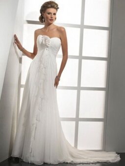 Empire Sweetheart Chiffon Court Train Flower(s) Wedding Dresses