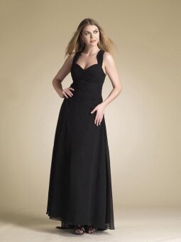 A-line Straps Chiffon Ankle-length Black Ruffles Prom Dresses
