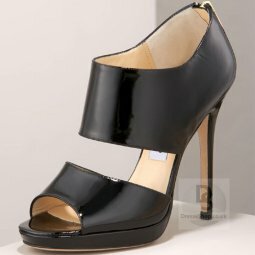 black patent leather open toe zipper stiletto Sandal