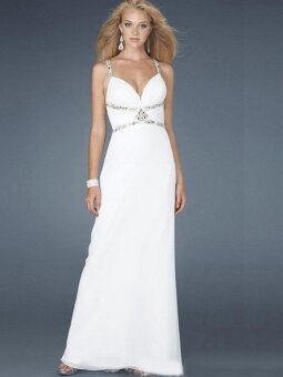 Sheath/Column Straps White Beading Chiffon Floor-length Dress