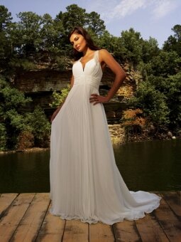 A-line Straps Chiffon Court Train Pleats Wedding Dresses