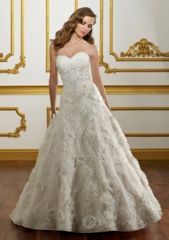 A-line Sweetheart Embroidery Tulle Sweep Train Bridal Gown