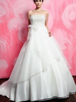 Ball Gown Strapless Organza Satin Court Train Sashes / Ribbons Wedding Dresses