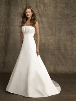 A-line Strapless Satin Court Train Ruched Wedding Dresses