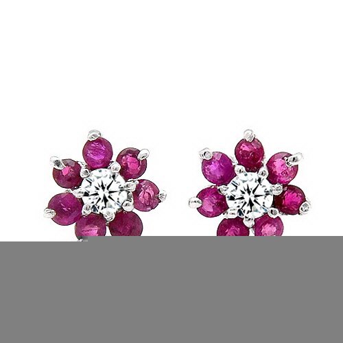 Round Ruby Natural Ear Studs