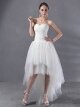 A-line Sweetheart Tulle Satin Asymmetrical Appliques Wedding Dresses