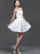 A-line Strapless Elastic Woven Satin Short/Mini Beading Wedding Dresses