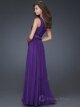 A-line One Shoulder Chiffon Floor-length Sleeveless Rhinestone Prom Dresses